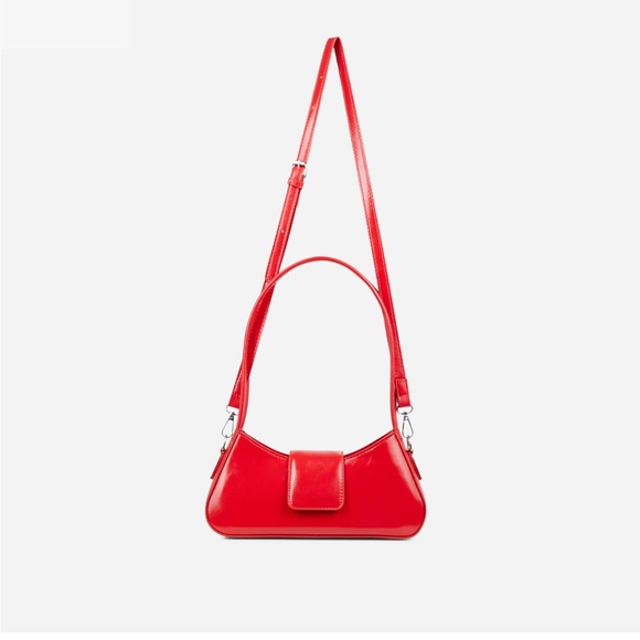AMBROSIA BAGUETTE SHAPED SHOULDER BAG IN RED FAUX LEATHER - Picture 6 of 7